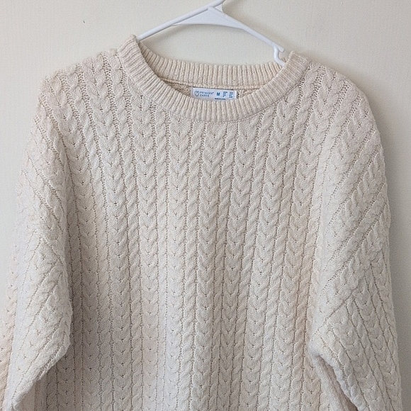 Primark Womens Medium Cable Knit Sweater Cream Boho Neutral Minimalist Classic - Picture 3 of 7